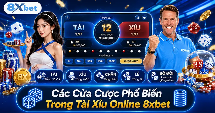 Các Cửa Cược Phổ Biến Trong Tài Xỉu Online 8xbet